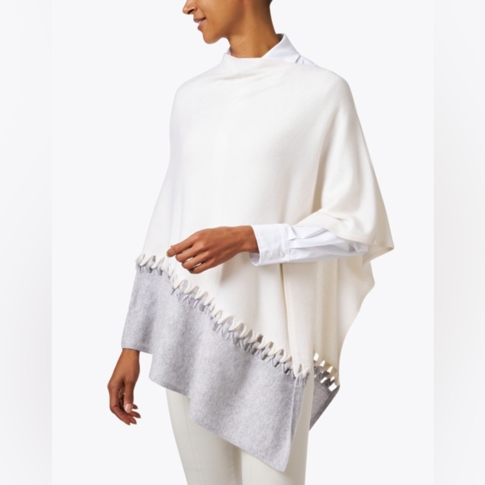 Kinross twist Stitch Poncho 100% cashmere NWT